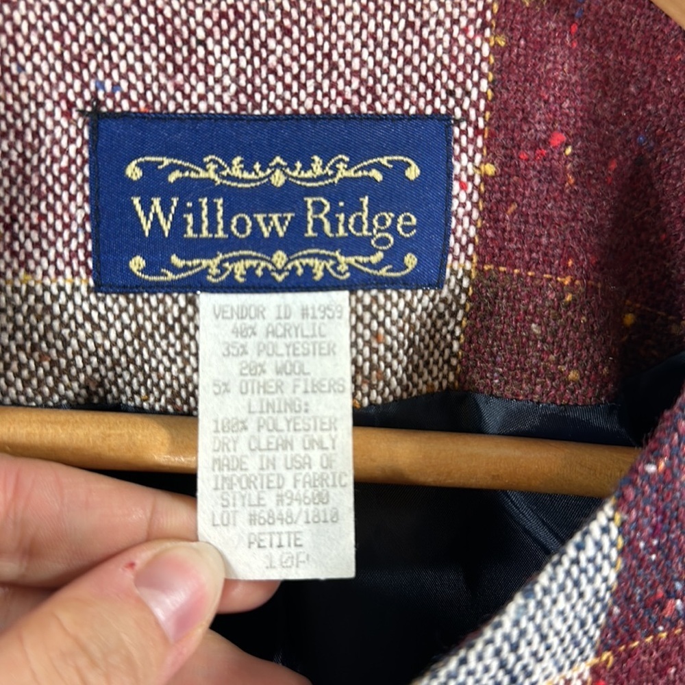 Willow Ridge Blazer Jacket Tweed Autumnal Plaid Wool Blend Vintage - Picture 6 of 8